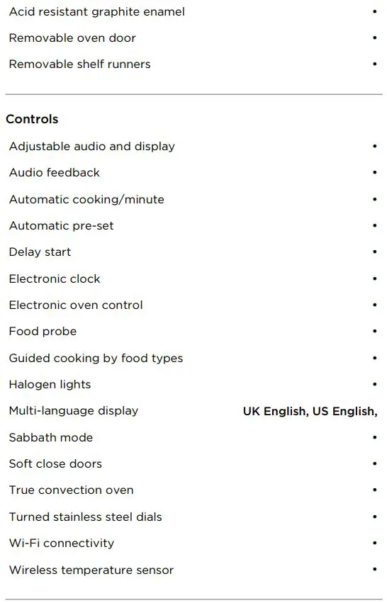 FISHER and PAYKEL OS24NMLB1 24 Inch Combination Steam Oven User Guide - SPECIFICATIONS