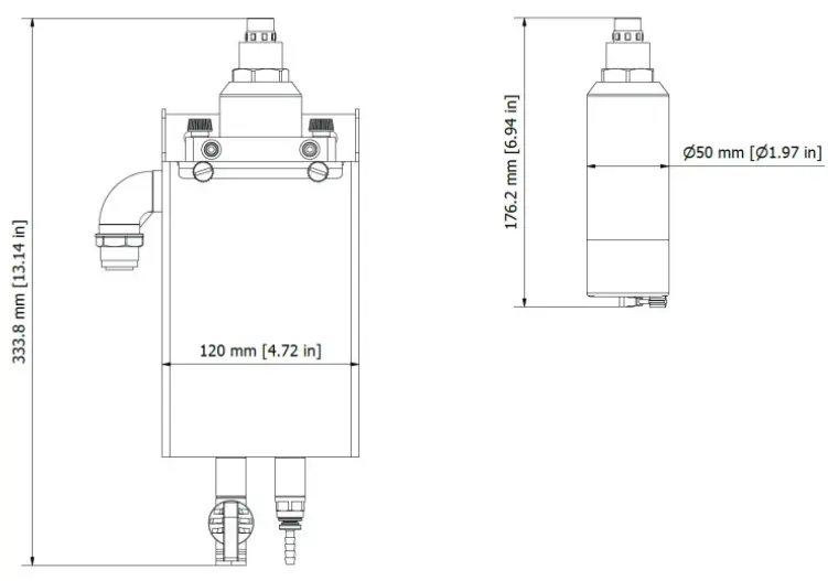 3S ANALYZERS 3S-UVO UV254 Absorption Sensor for Organic Load - dimensions