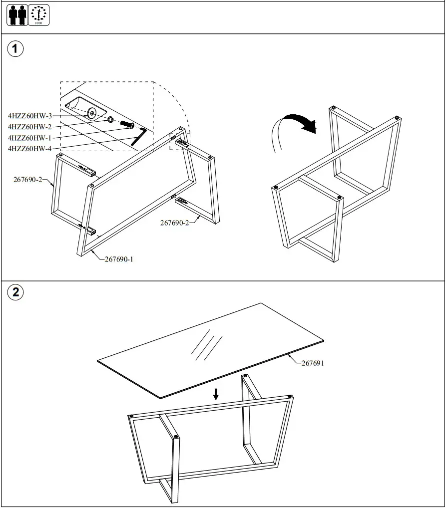 LIVING SPACES 267690 Daphne Glass Dining Set - ASSEMBLY INSTRUCTIONS