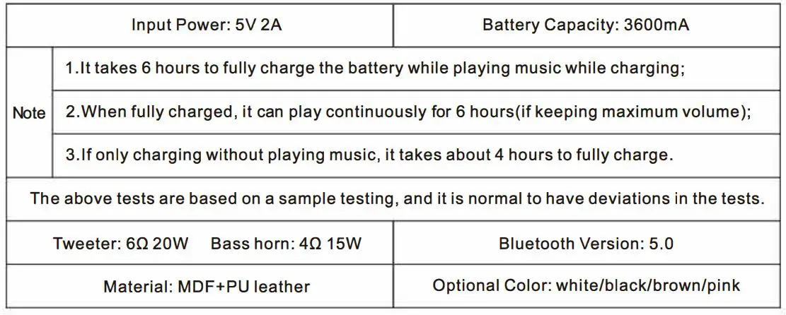 GOKA BS02 Wireless Bluetooth Speaker - Specification