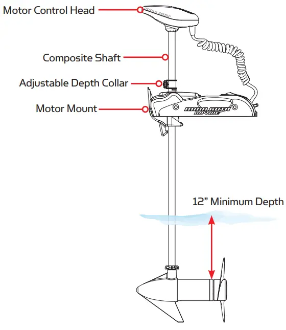 MINN KOTA RTSP 70 AP OM Riptide PowerDrive 70 Saltwater Trolling Motor - DEPTH OF THE MOTOR