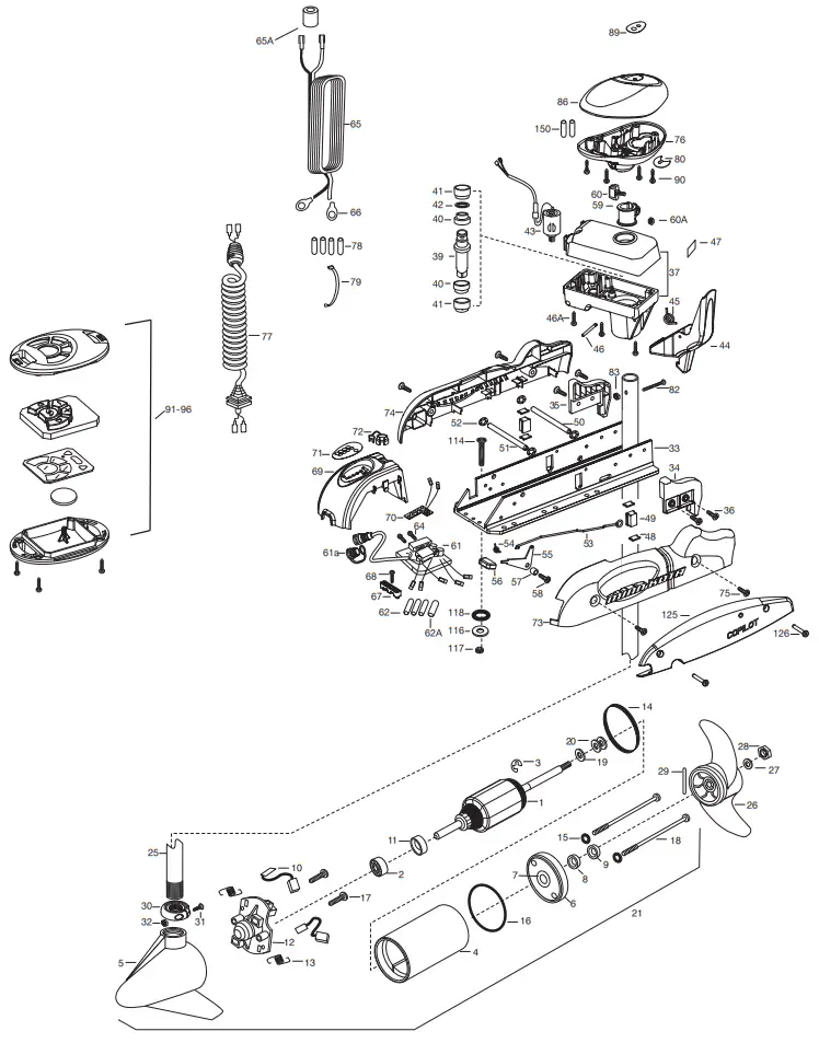 MINN KOTA RTSP 70 AP OM Riptide PowerDrive 70 Saltwater Trolling Motor - PARTS DIAGRAM