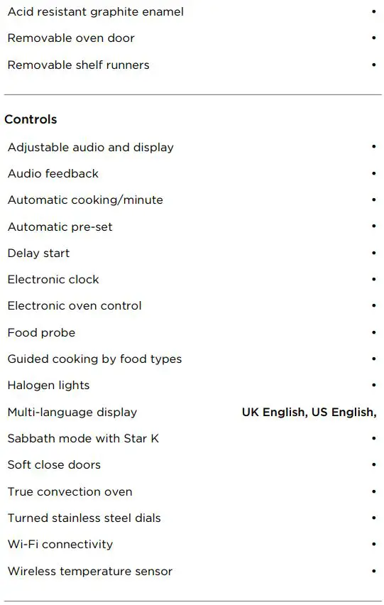 FISHER PAYKEL OS24NMLB1 Combination Steam Oven User Guide - SPECIFICATIONS