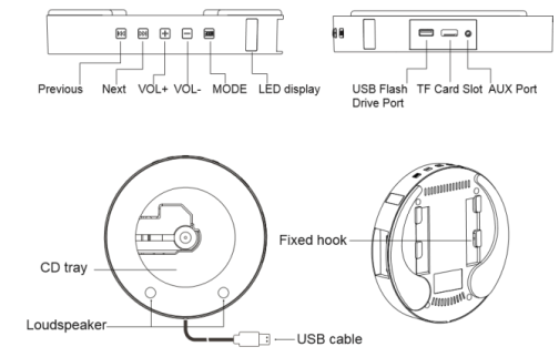 TrophyRak YR-Q100 Upgraded Portable CD Player with Bluetooth fig3