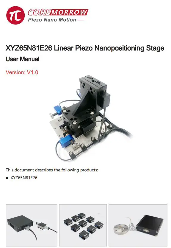 COREMORROW XYZ65N81E26 Linear Piezo Nanopositioning Stage User Manual