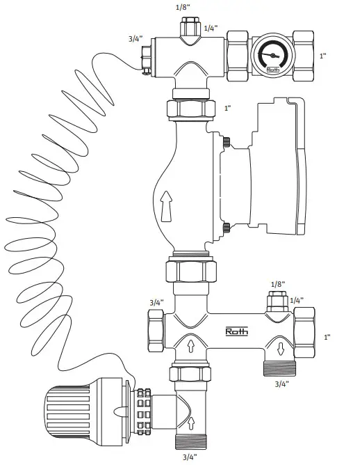 Roth Shunt with thermostatic Valve comes with Wilo Para Pump - valve