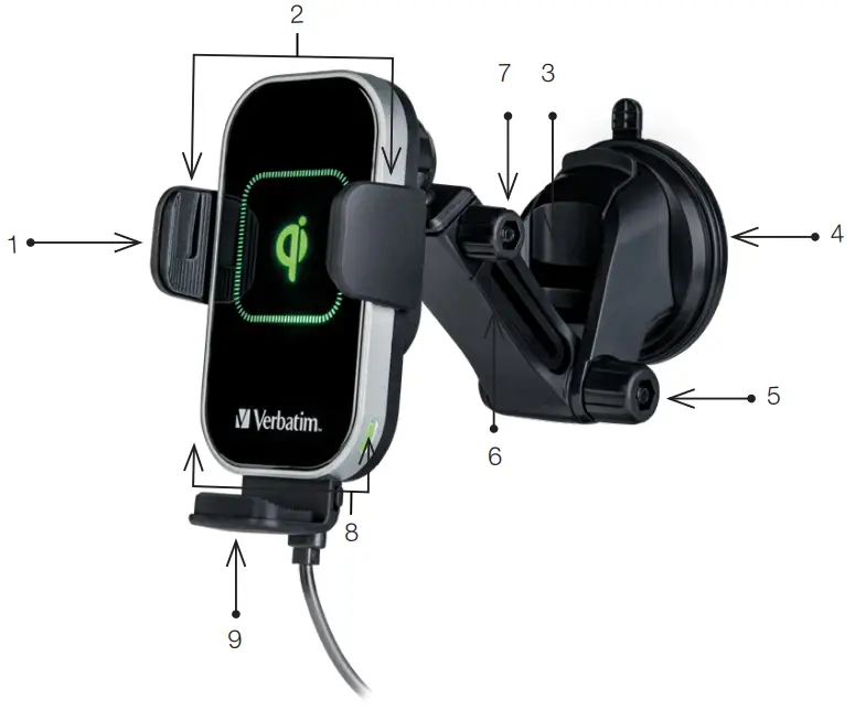 Verbatim FWC 02 Qi Fast Wireless Car Charger - Description