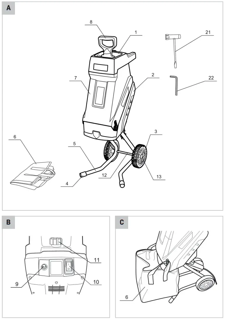 VONROC GS502AC Shredder - Description