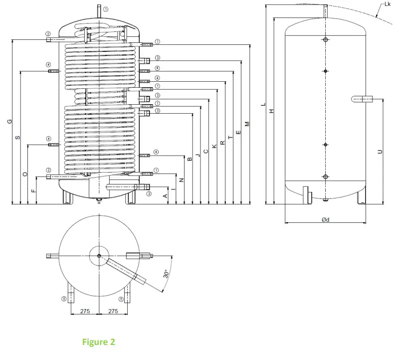 DRAZICE NADO 800-35v9 Storage Tanks - DIMENSIONS AND CONNECTION