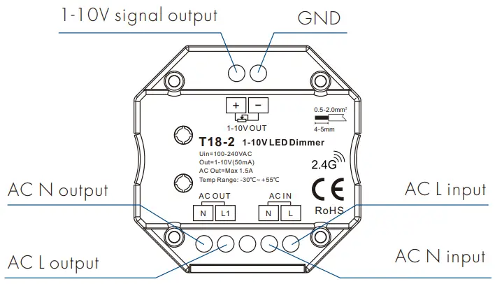 SKYDANCE T18 2 1 10V Rotary Glass Panel Dimmer - Mechanical Structures