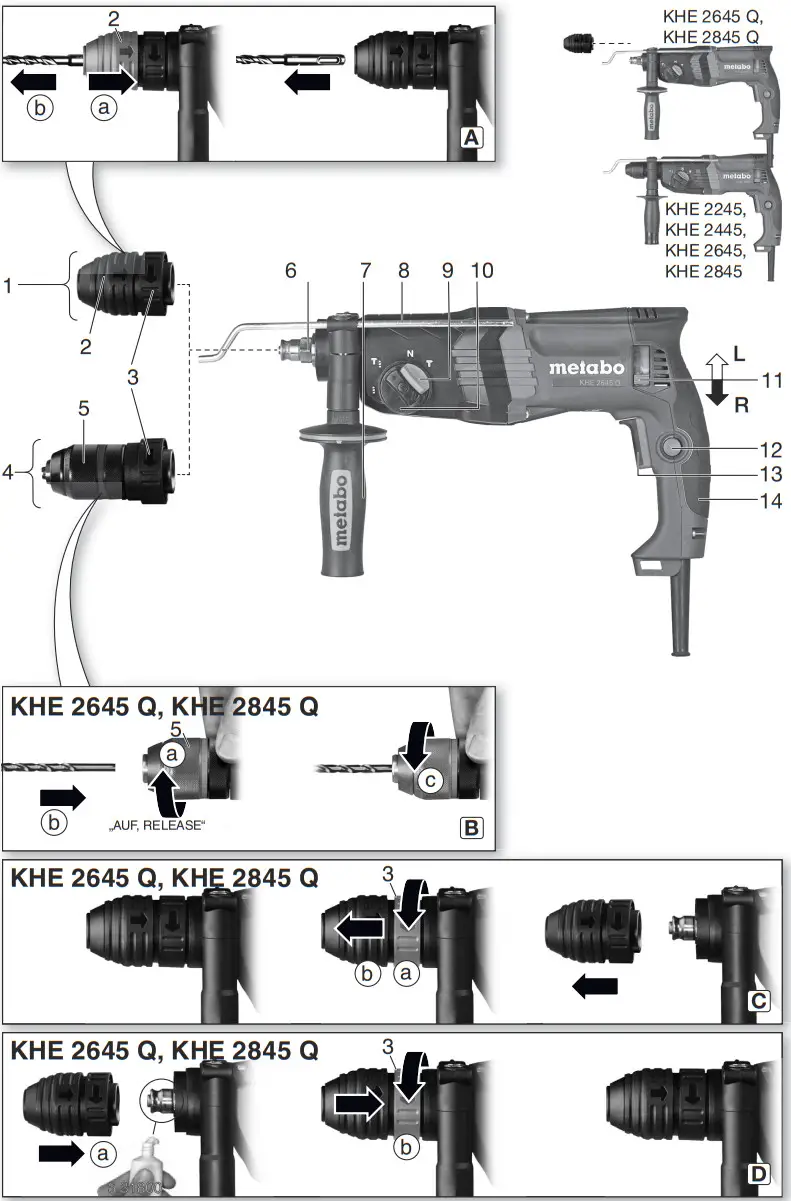 metabo KHE 2245 Combination Hammer Drill - FIGURE