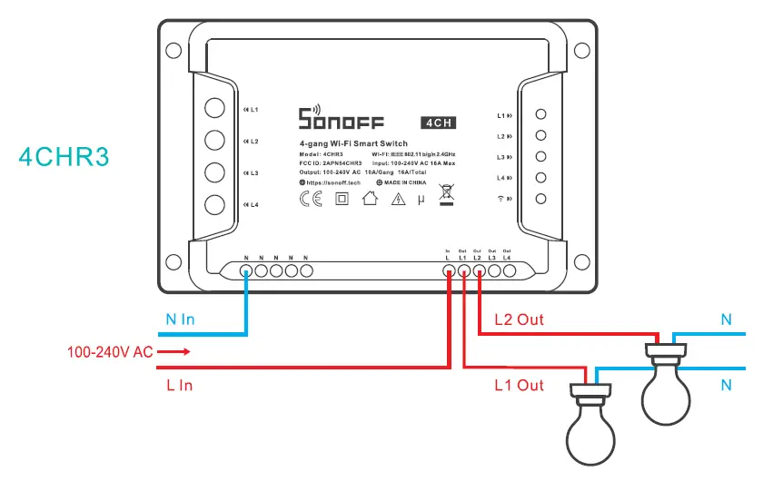 SONOFF 4CH, 4CHPRO 4 Gang WiFi Smart Switch with RF Control 2