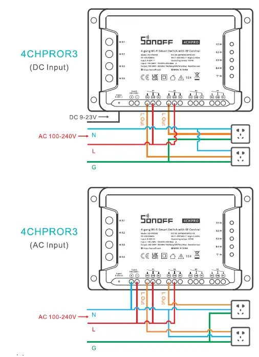 SONOFF 4CH, 4CHPRO 4 Gang WiFi Smart Switch with RF Control 5