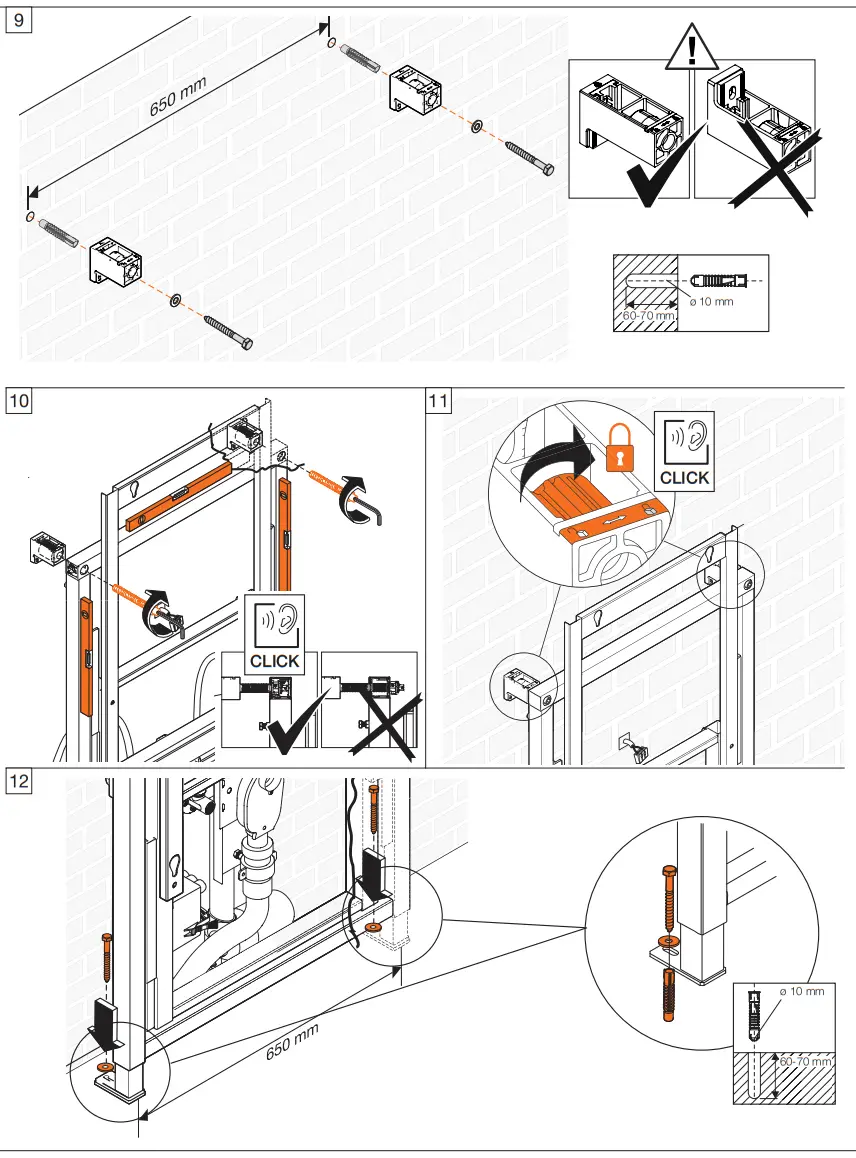 Wall and floor installation