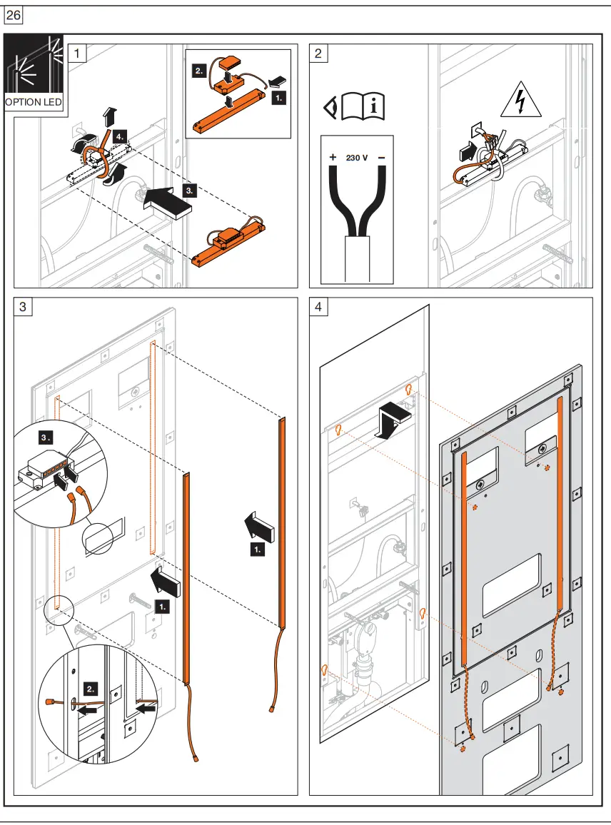 Connection for illuminated mirror