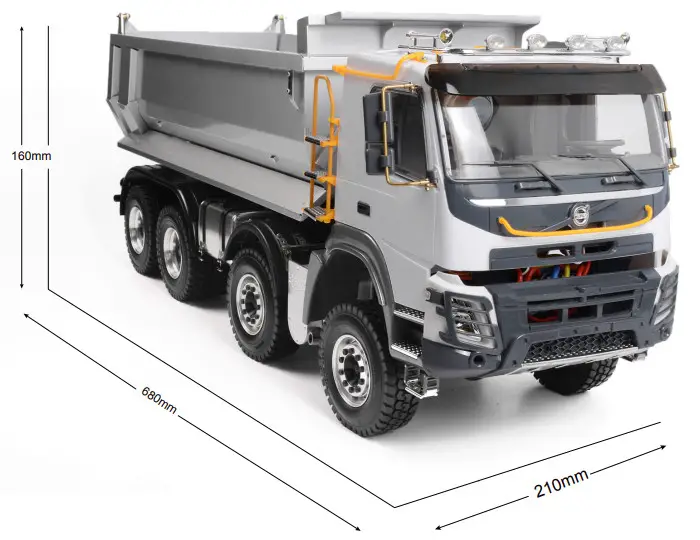 RC4WD VV-JD00017 1 14 8x8 Armageddon Hydraulic Dump Truck - DIMENSIONS