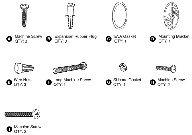 NFORU BDB55BL-3 PIR LED Wall Lights with Motion Sensor - PARTS LIST