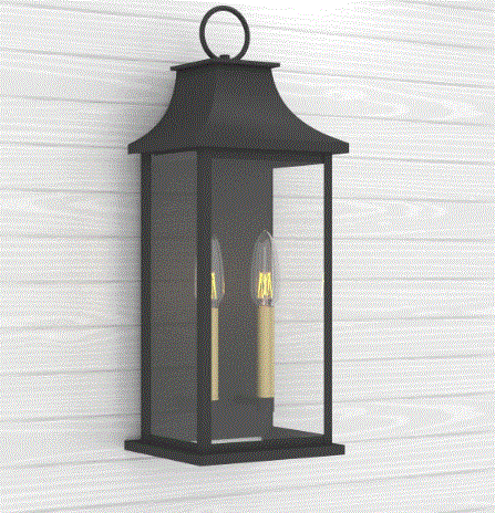 4MODERNHOME MX7008-W2BK Maxax 2 Lights Clear Glass Outdoor Wall Lights-PRODUCT