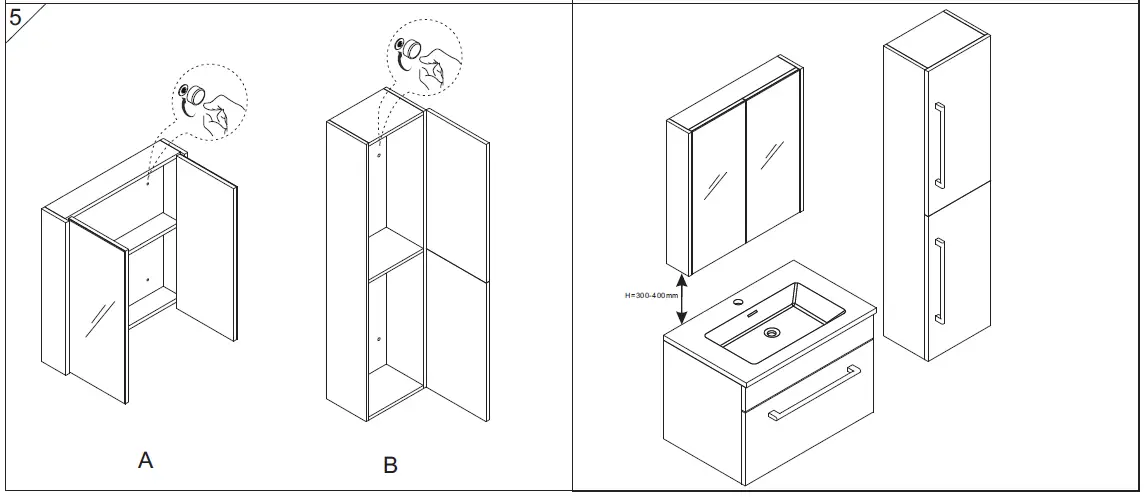 better bathrooms BeBa 27088 Ashford 400mm Wall Hung Vanity Unit 8