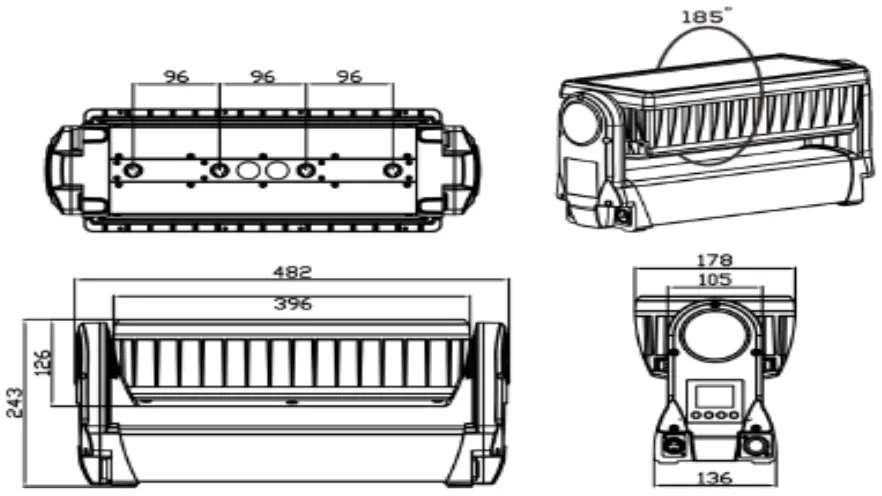 CONIC DESIGN L8 FORUM Tiltbolt Strike Outdoor - Dimension