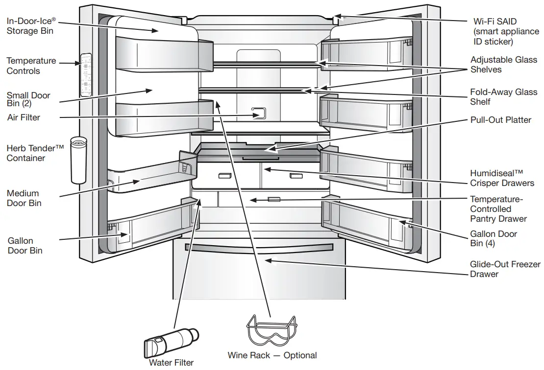 JENNAIR JFFCC72EFS French Door Bottom Mount Refrigerator - PARTS AND FEATURES