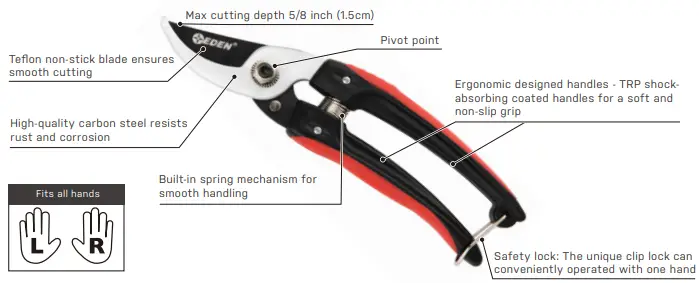EDEN 39005EDAMZ Effortless Bypass Pruning Shears-fig1