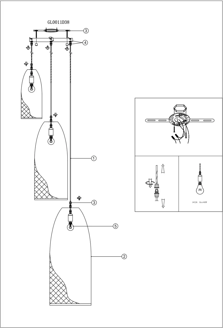 ELE Light and Decor ELEGL0011D38 Lighting Home Décor Outdoor Furniture
