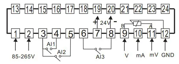 ApoSun CHDS8A Series Process Panel Meter Instruction Manual - Wiring diagram