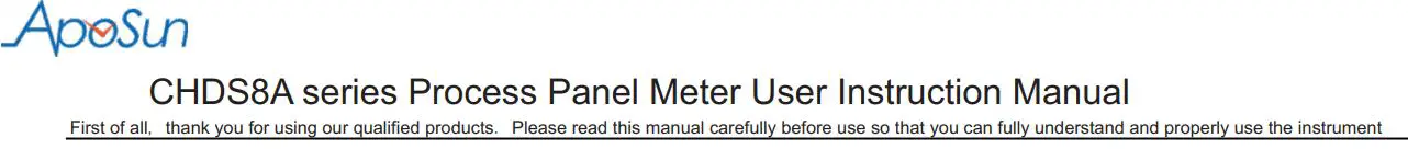 ApoSun CHDS8A Series Process Panel Meter Instruction Manual