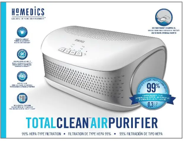 HoMEDICS AP DT10WT Totalclean Desktop Air Purifier - fig