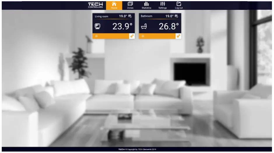 TECH CONTROLLERS EU M 9r Wired Control Panel - HOME TAB