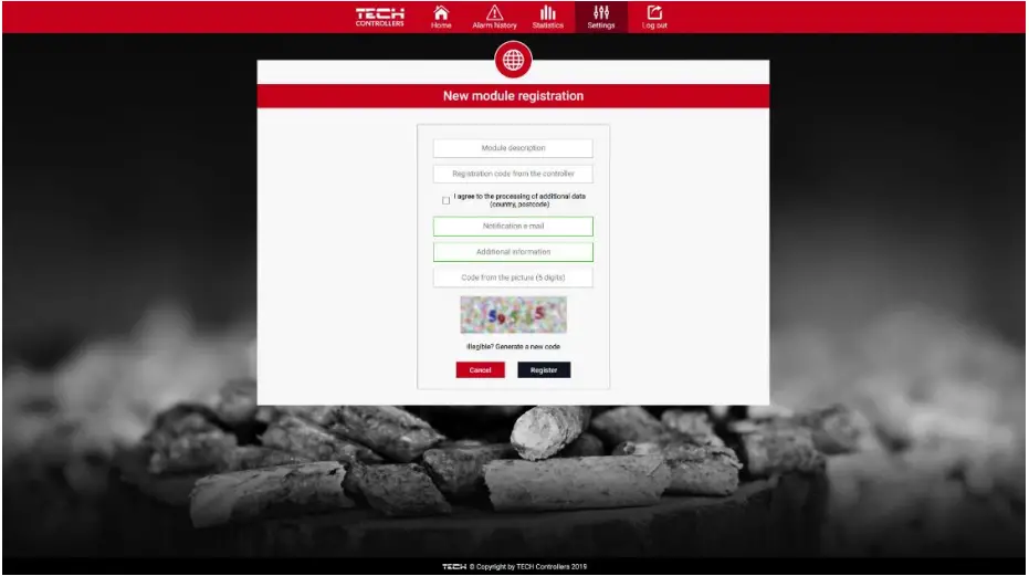 TECH CONTROLLERS EU M 9r Wired Control Panel - REGISTRATION