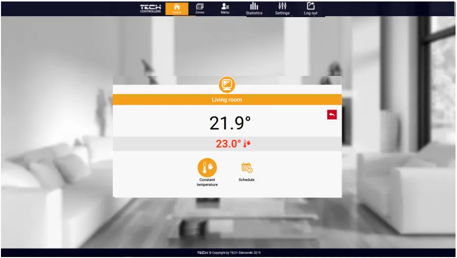 TECH CONTROLLERS EU M 9r Wired Control Panel - set temperature
