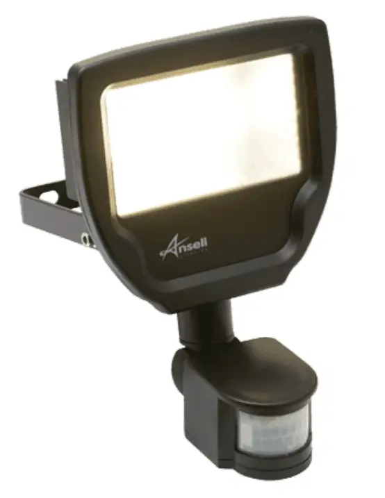 Ansell A700000009925046 Polycarbonate Floodlight PIR Cool White 20W Black
