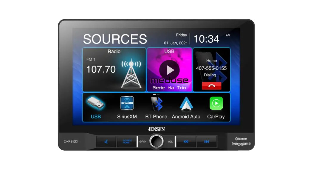 Jensen Car910x Media Receiver With Android Auto And Carplay Featuring 9 Inch Digital Tft Display User Guide