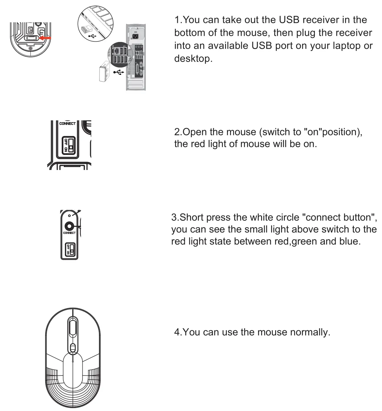 Qulose JL004 Bluetooth Keyboard and Mouse Set - 2.4G Mouse Use Manual