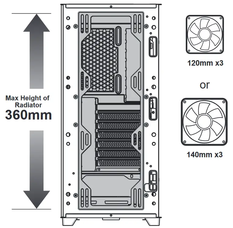 AZZA CSAZ-480 Aero Gaming Computer Case - Cooling System