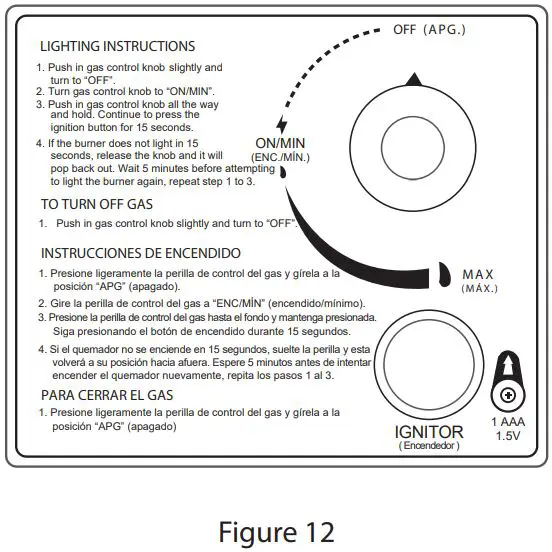 COSTWAY NP10632WL-BN 40 Inch Stone Metal Round Propane Gas Fire Pit Table User Manual - Figure 12