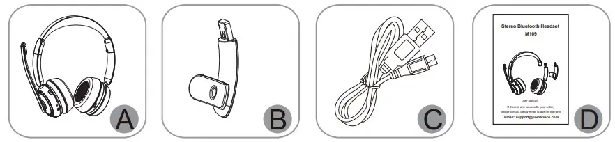 Sky Wing M109 Stereo Bluetooth Headset - Packing list