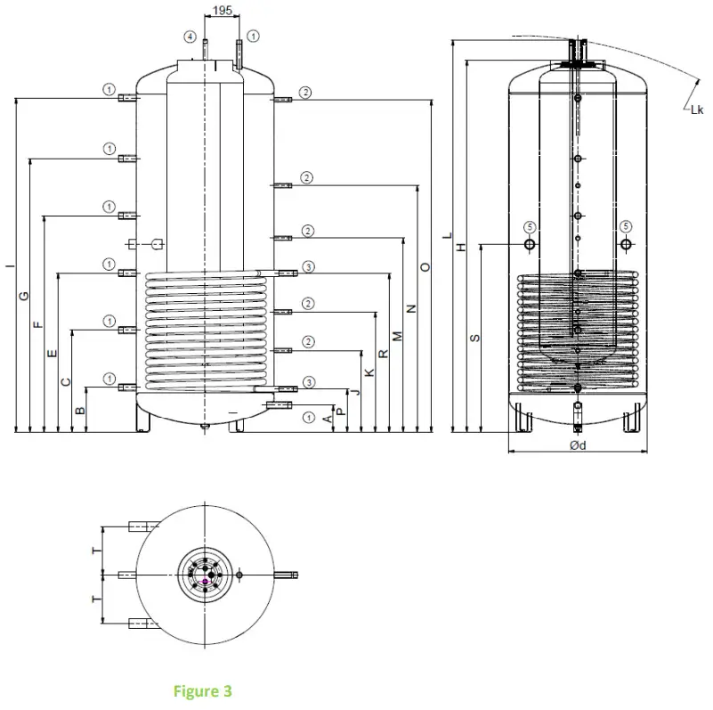 DRAZICE NADO 500-200 v7 Storage Tank - DIMENSIONS AND CONNECTION1