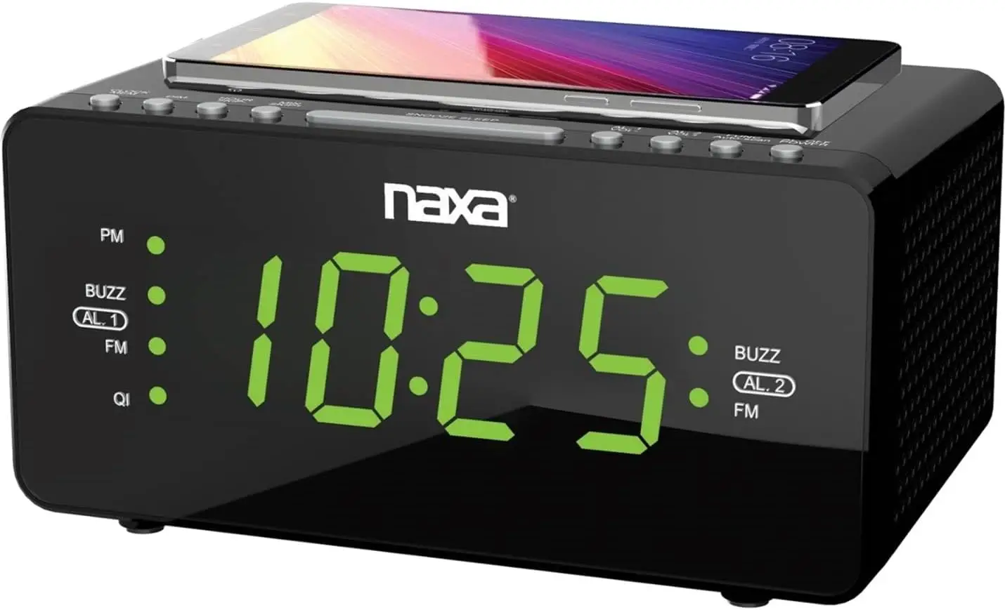 Naxa Electronics NRC-191 Dual Alarm Clock QI Wireless Charging-product
