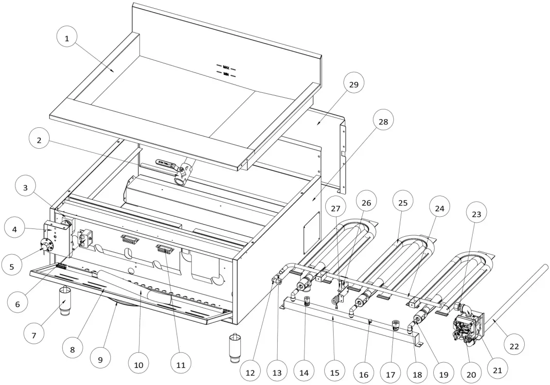 CARNIVAL KING 382DFCG23N Gas Funnel Cake Fryers - Exploded Diagram