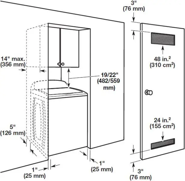 MAYTAG MVW6500MW - Recessed area or closet installation
