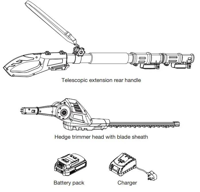 HAWKSMOOR 86566 18V Cordless Pole Hedge Trimmer - fig