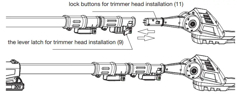 HAWKSMOOR 86566 18V Cordless Pole Hedge Trimmer - trimmer head