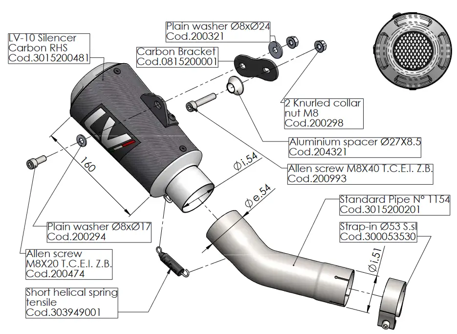 LeoVince 15200C Exhaust Muffler - diagram 1