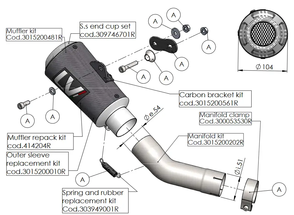 LeoVince 15200C Exhaust Muffler - diagram 3