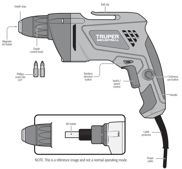 TRUPER DETA-N 0.7HP Power Drywall Screwdriver - Fig 2