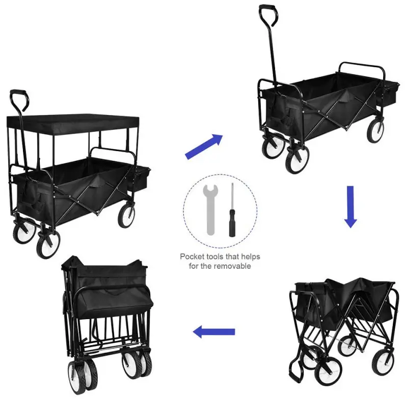 Amucolo 1007645215 Steel Heavy Duty Folding Portable Garden Cart -
