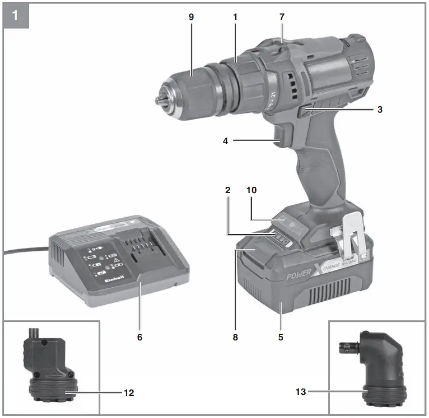 Einhell TC-CD 18-45 3X-Li Cordless Drill-Screwdriver - fig 1